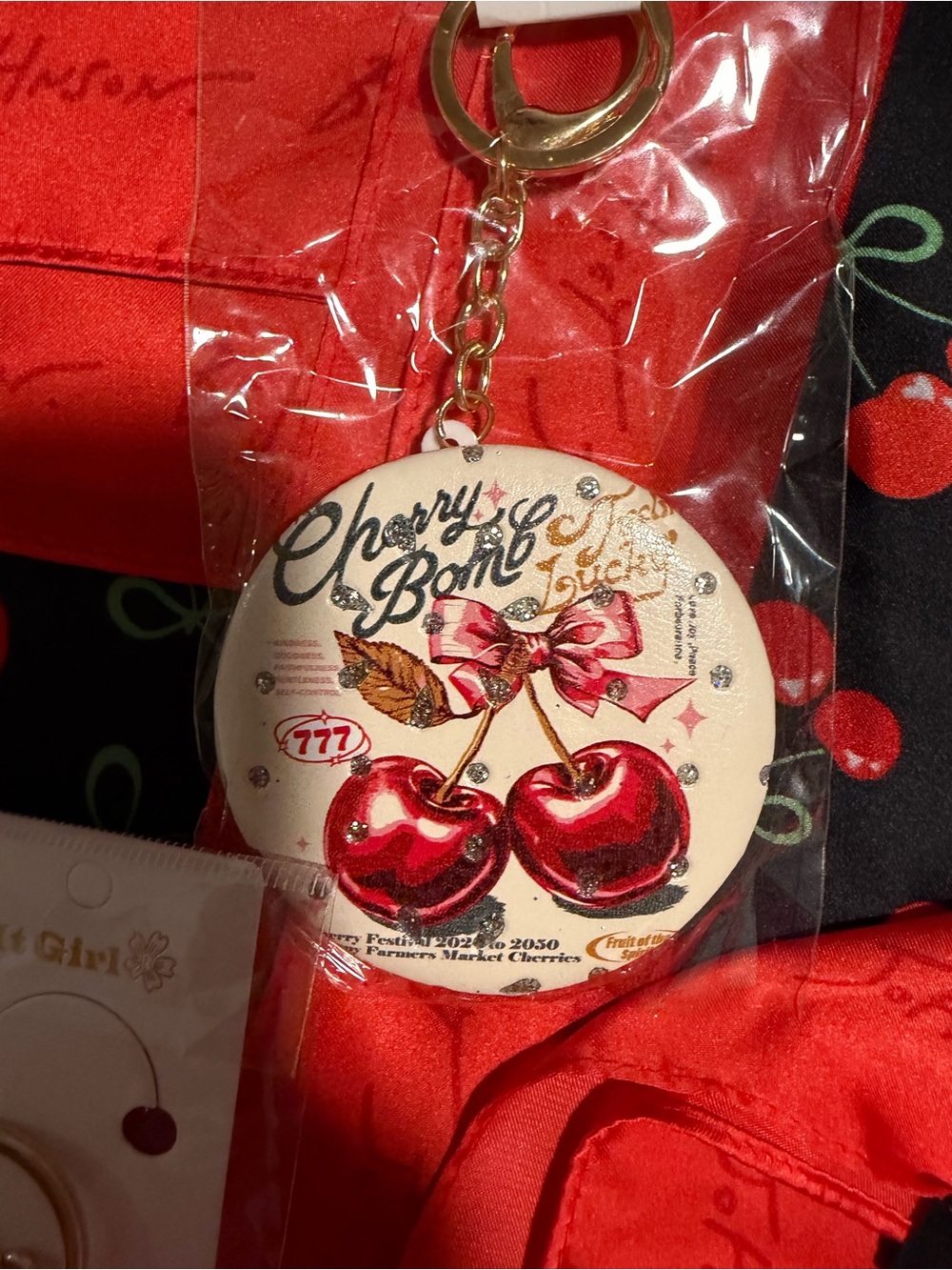 Betsey Johnson Cherry-Themed Scarf & Accessory Gift Bundle - Picture 5 of 11